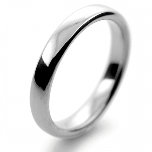Slight or Soft Court Medium -  3mm Platinum Wedding Ring 